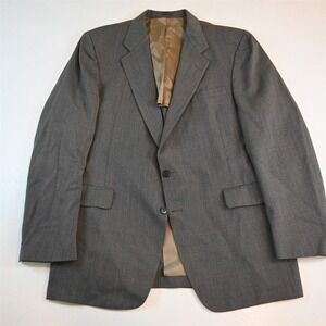 Vtg Mens 46L Tan Brown Herringbone Mens‎ Blazer Suit Jacket Sport Coat